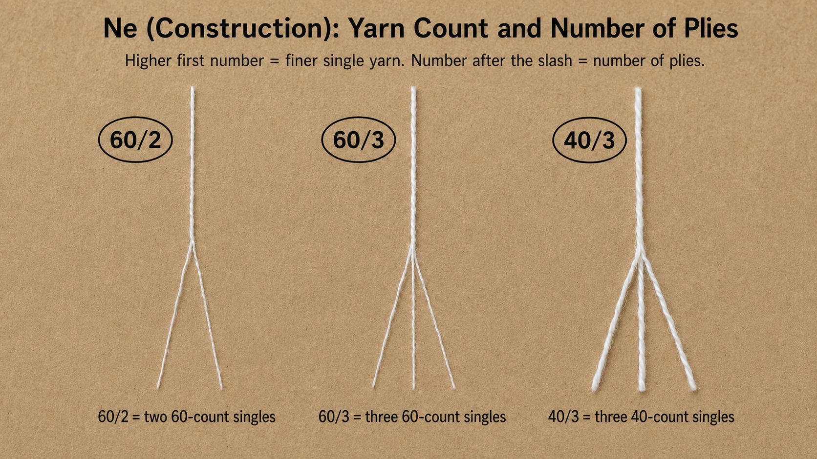 Ne Construction &ndash; Yarn Count and Number of Plies