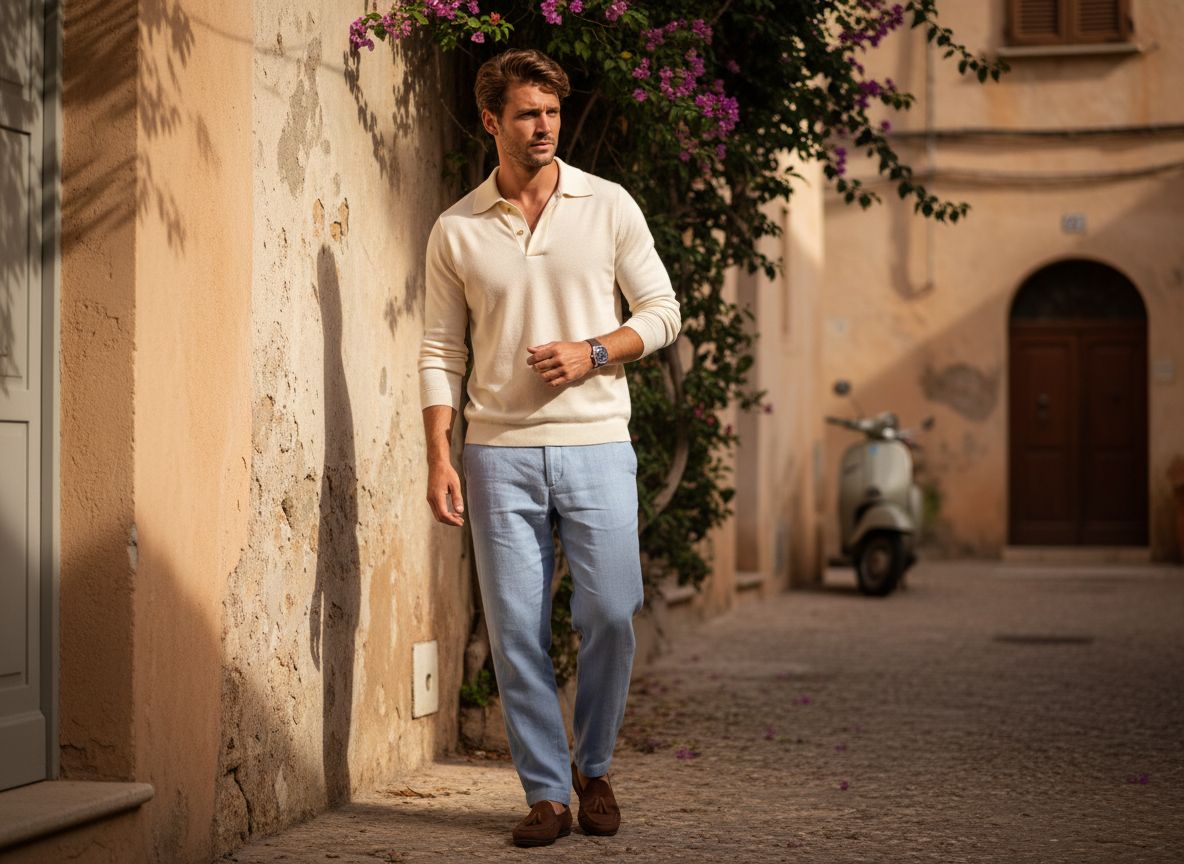 Open Collar Knit Polo Fashions men 4