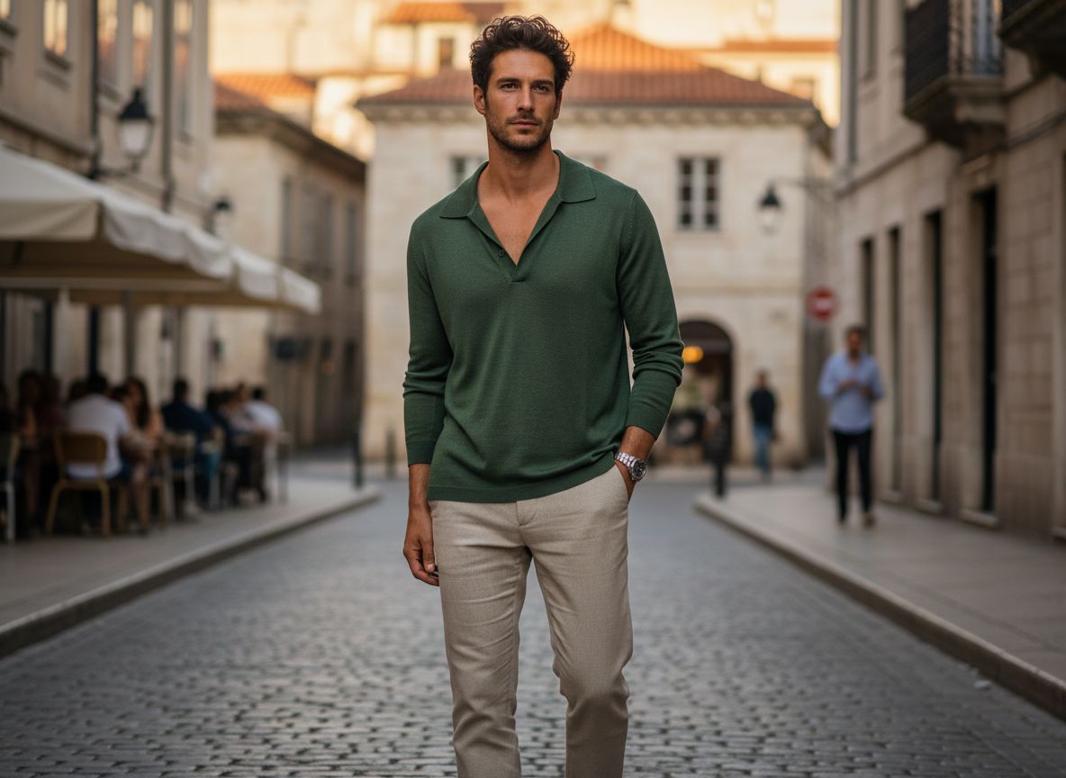 Open Collar Knit Polo Fashions men use fabric Viscose Knit