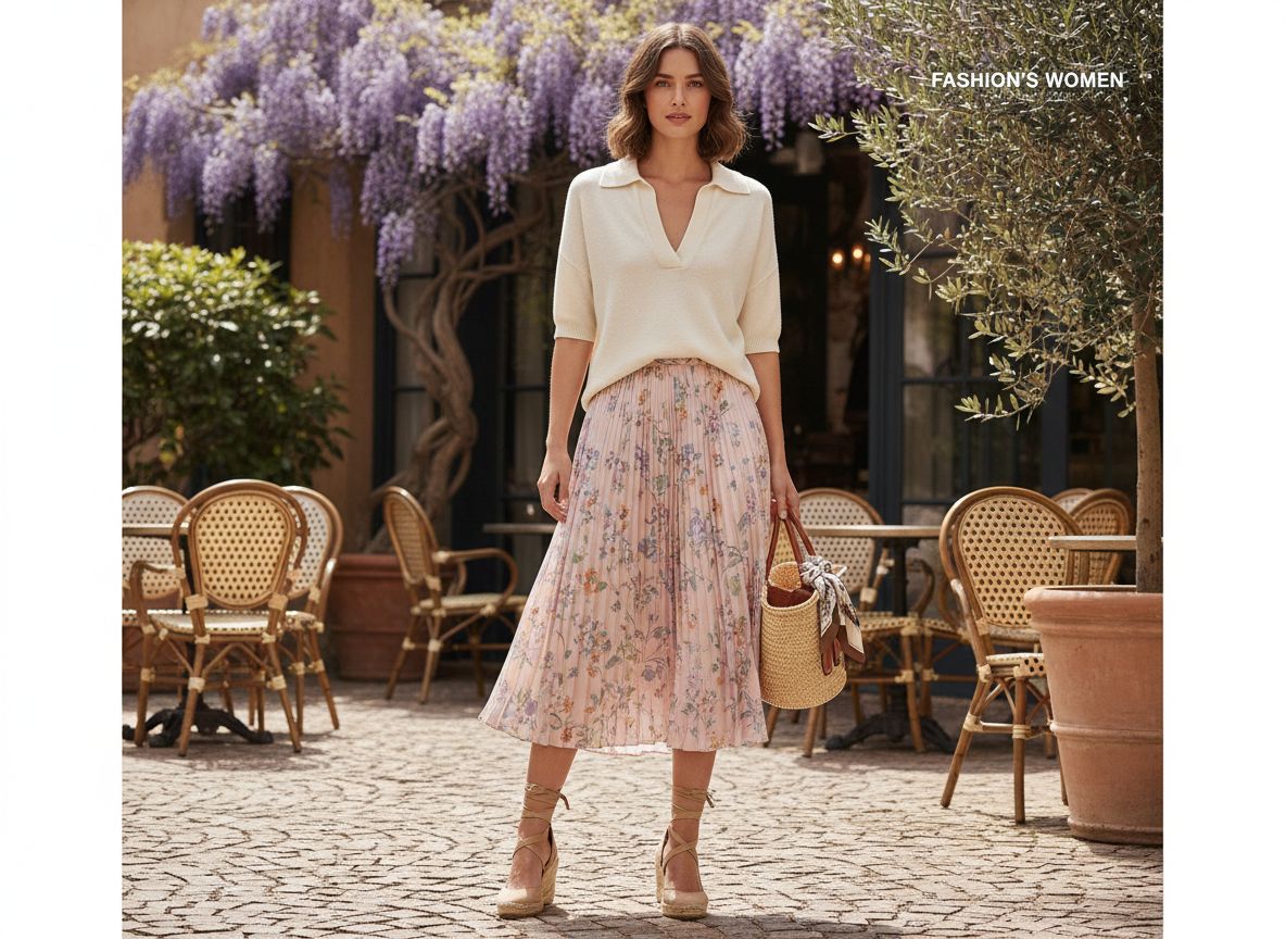 Open Collar Knit Polo Style It With a Skirt for a Softer Look Fashions women