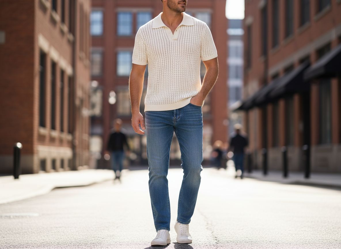 Open Collar Knit Polo Wear It With Jeans for an Easy Everyday Look Fashions men 1