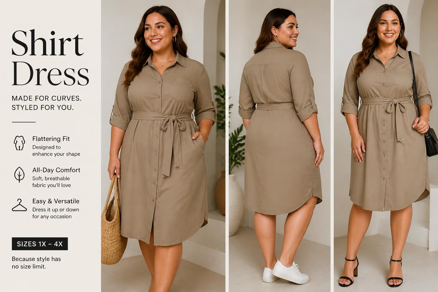 Shirt Dress for Plus Size Fashion