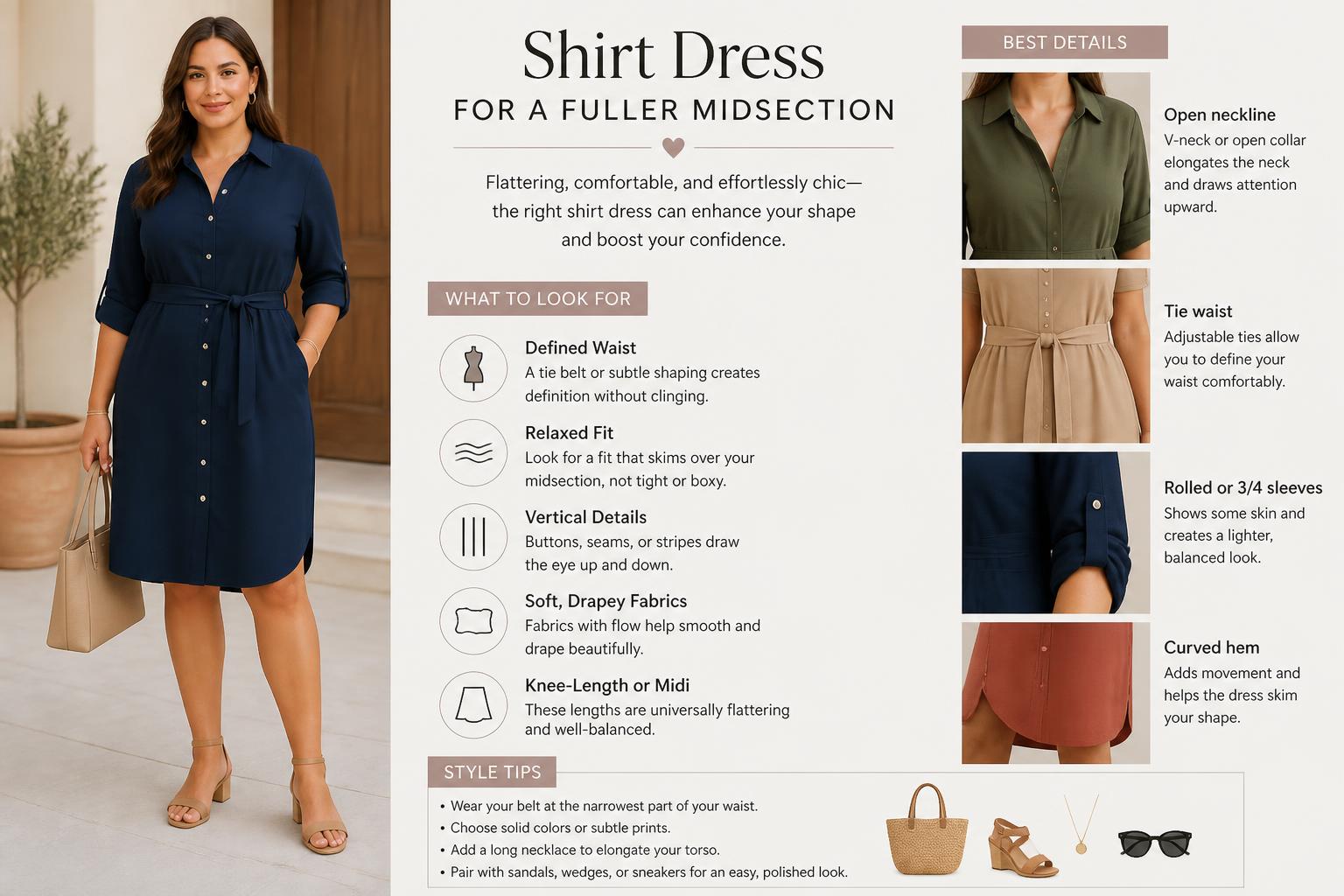 Shirt Dress for a Fuller Midsection