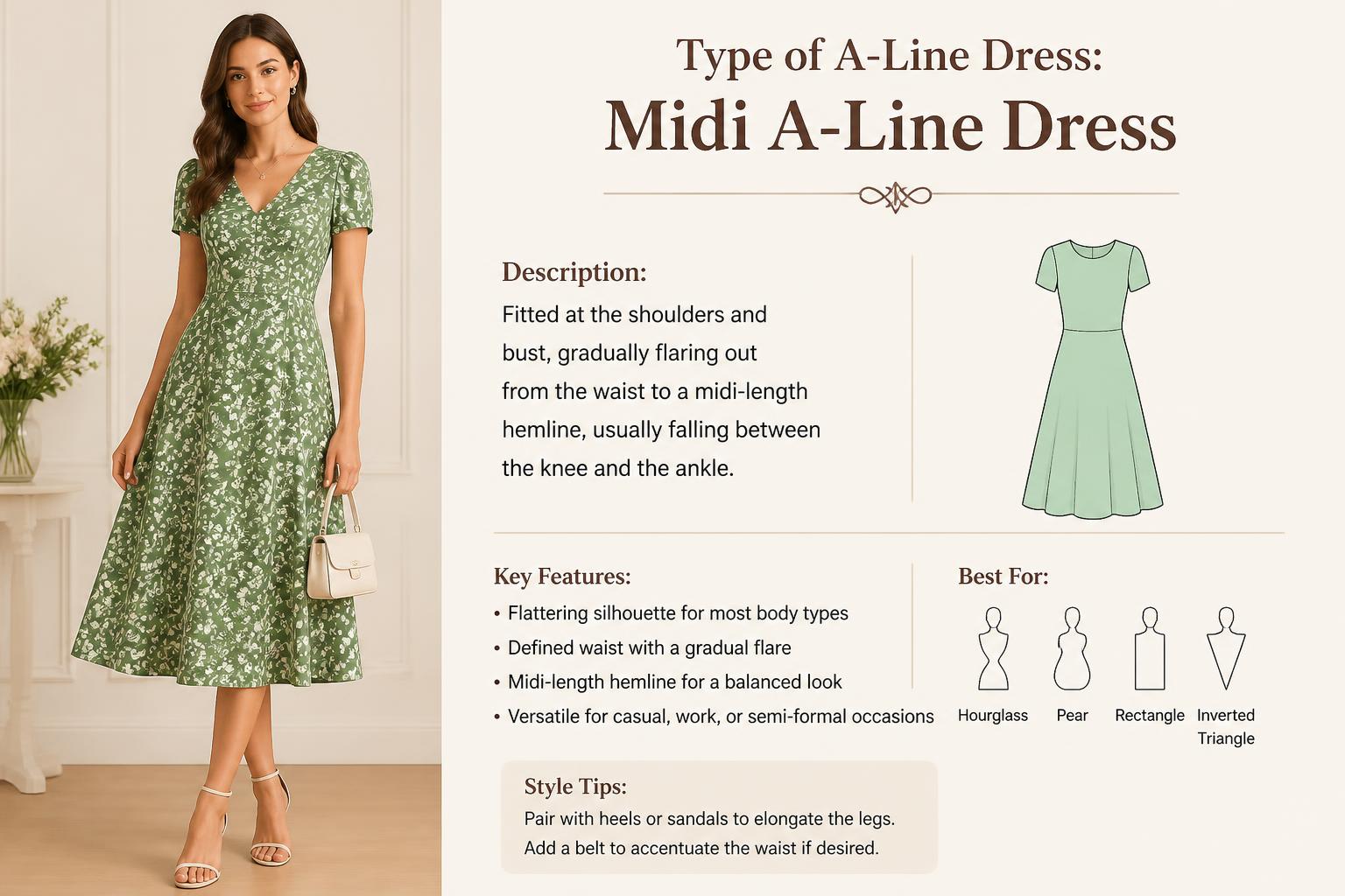 Type of A Line Dress Midi A Line Dress