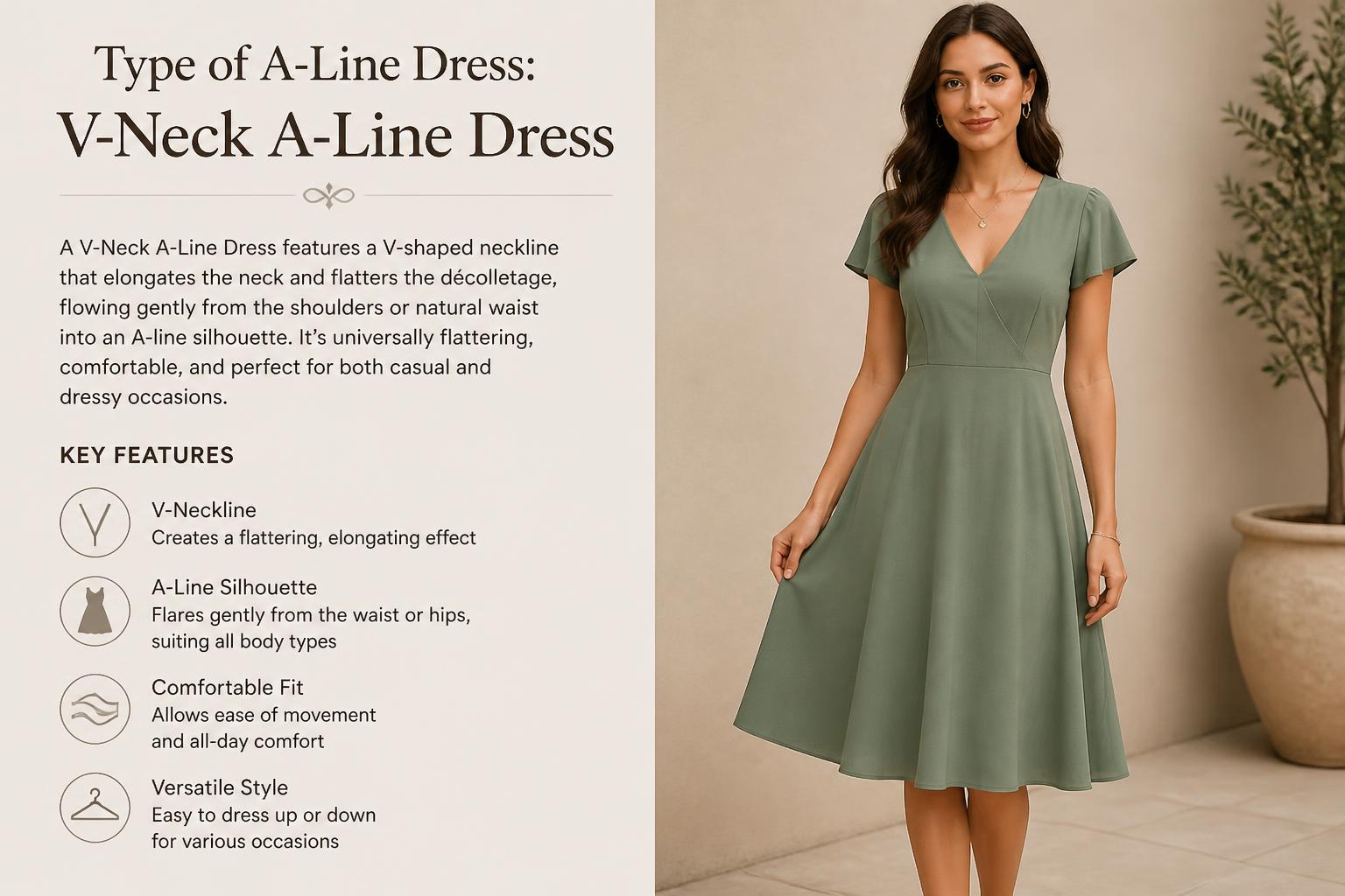 Type of A Line Dress V Neck A Line Dress