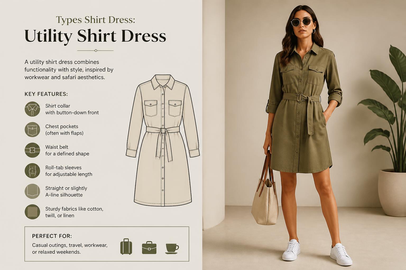 Types Shirt Dress Utility Shirt Dress