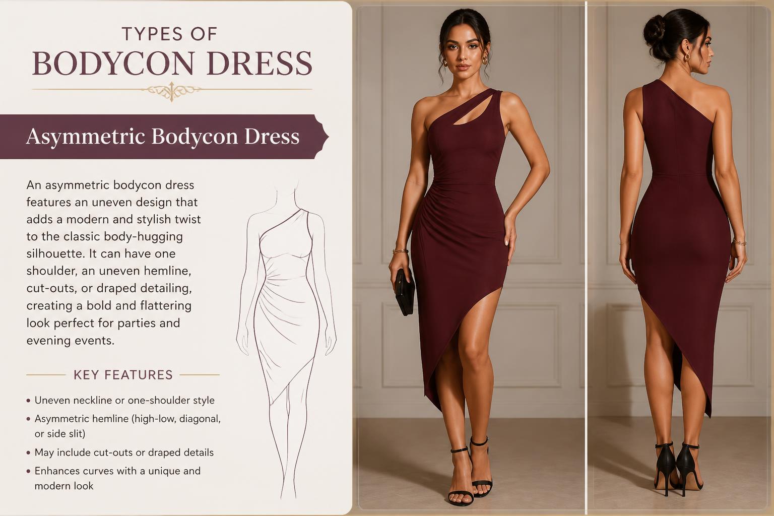 Types of Bodycon Dress Asymmetric Bodycon Dress