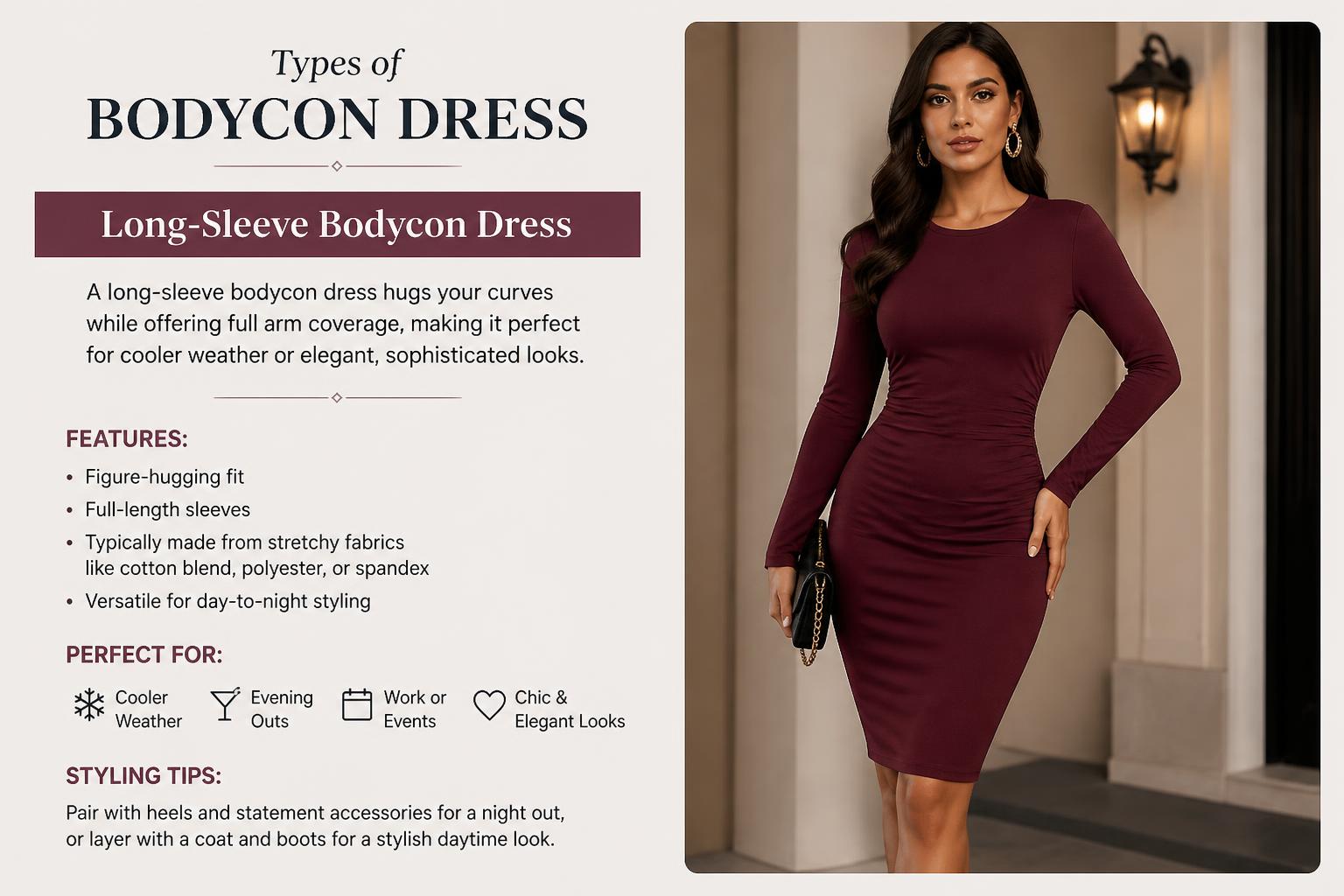 Types of Bodycon Dress Long Sleeve Bodycon Dress