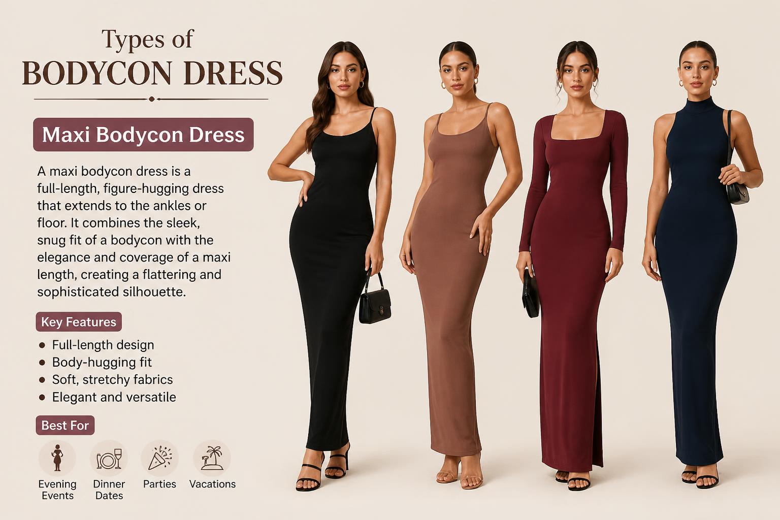 Types of Bodycon Dress Maxi Bodycon Dress