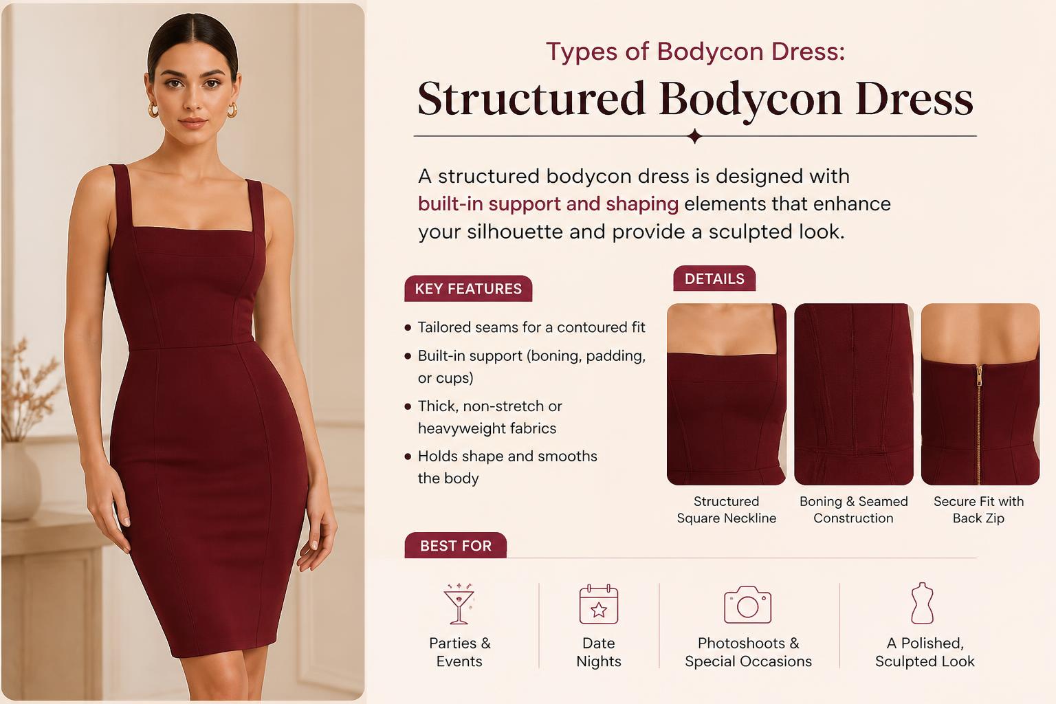 Types of Bodycon Dress Structured Bodycon Dress