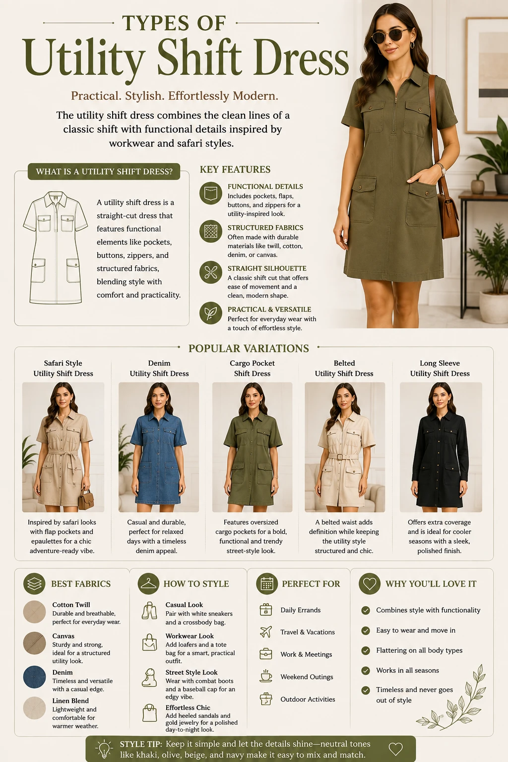 Types of Shift Dress Utility Shift Dress