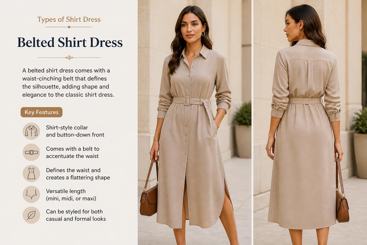 Types of Shirt Dress Belted Shirt Dress