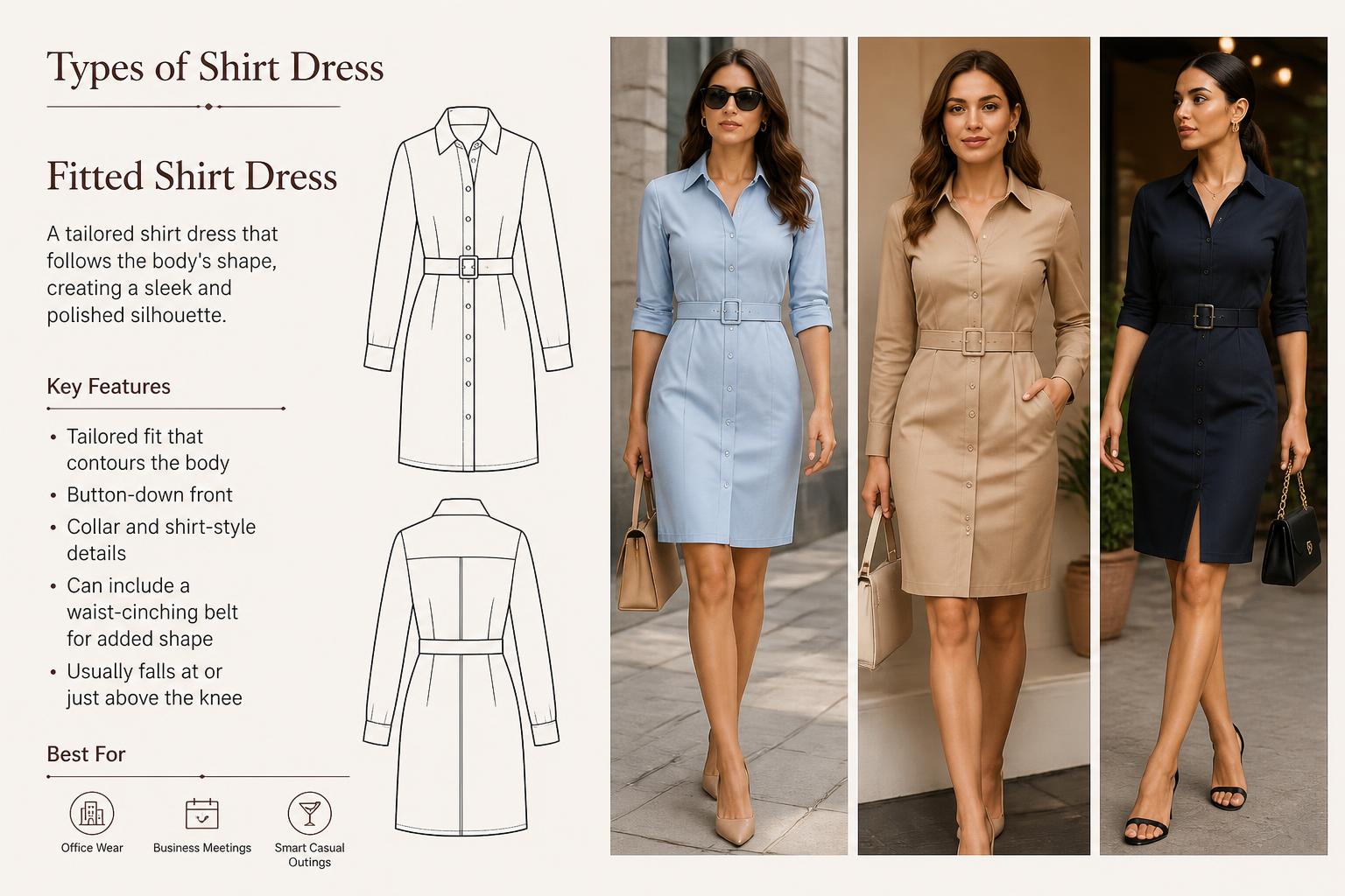 Types of Shirt Dress Fitted Shirt Dress