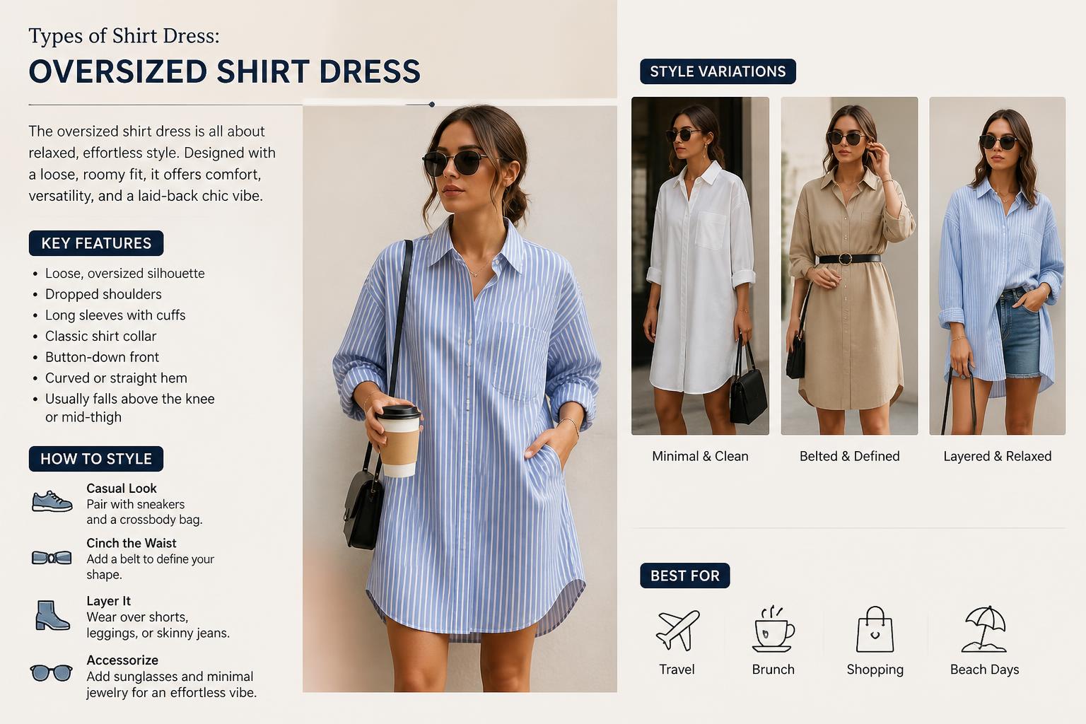 Types of Shirt Dress Oversized Shirt Dress