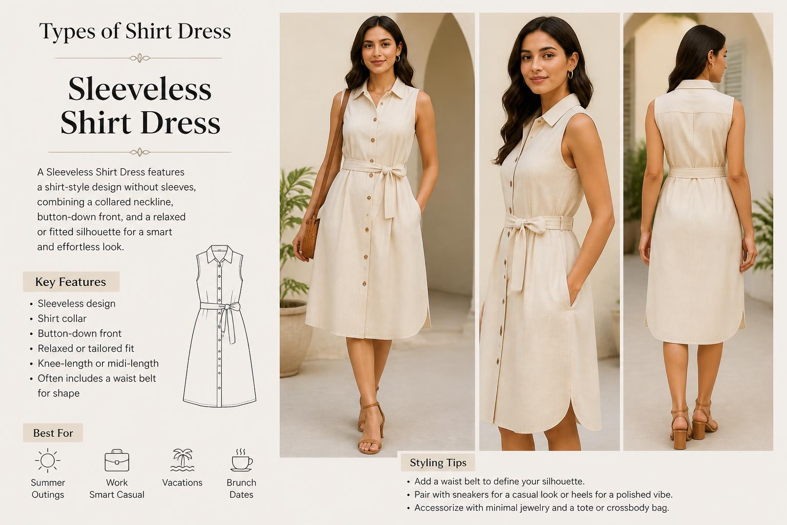 Types of Shirt Dress Sleeveless Shirt Dress