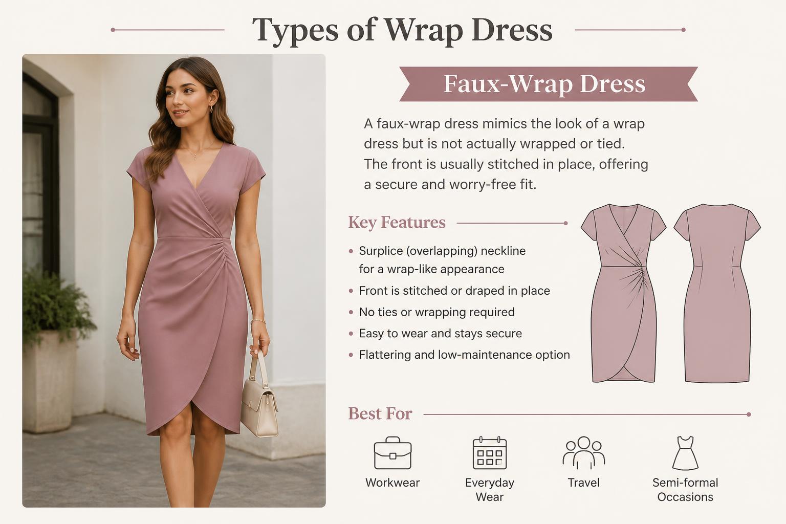 Types of Wrap Dress Faux Wrap Dress