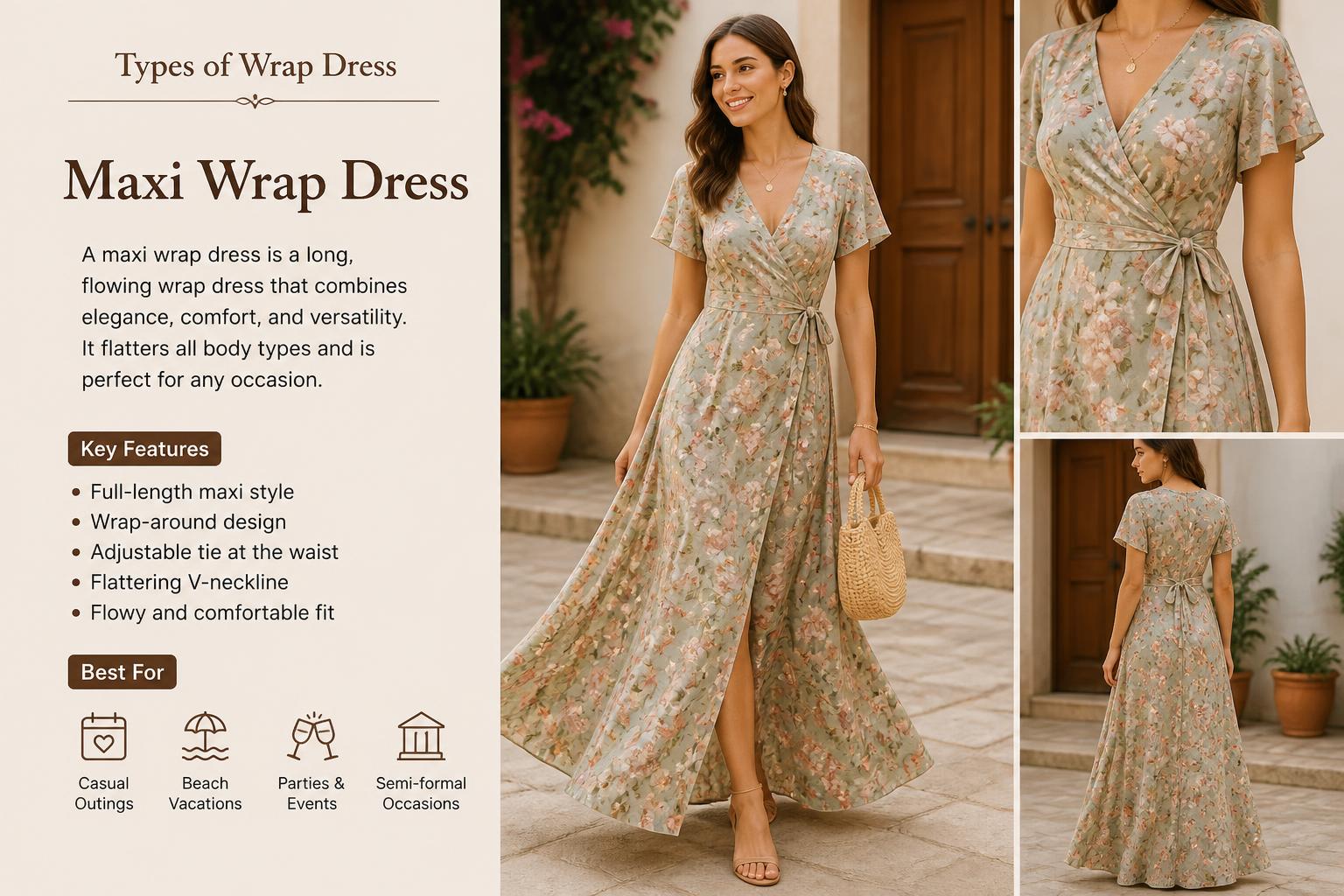 Types of Wrap Dress Maxi Wrap Dress