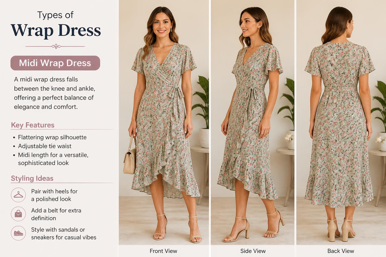 Types of Wrap Dress Midi Wrap Dress
