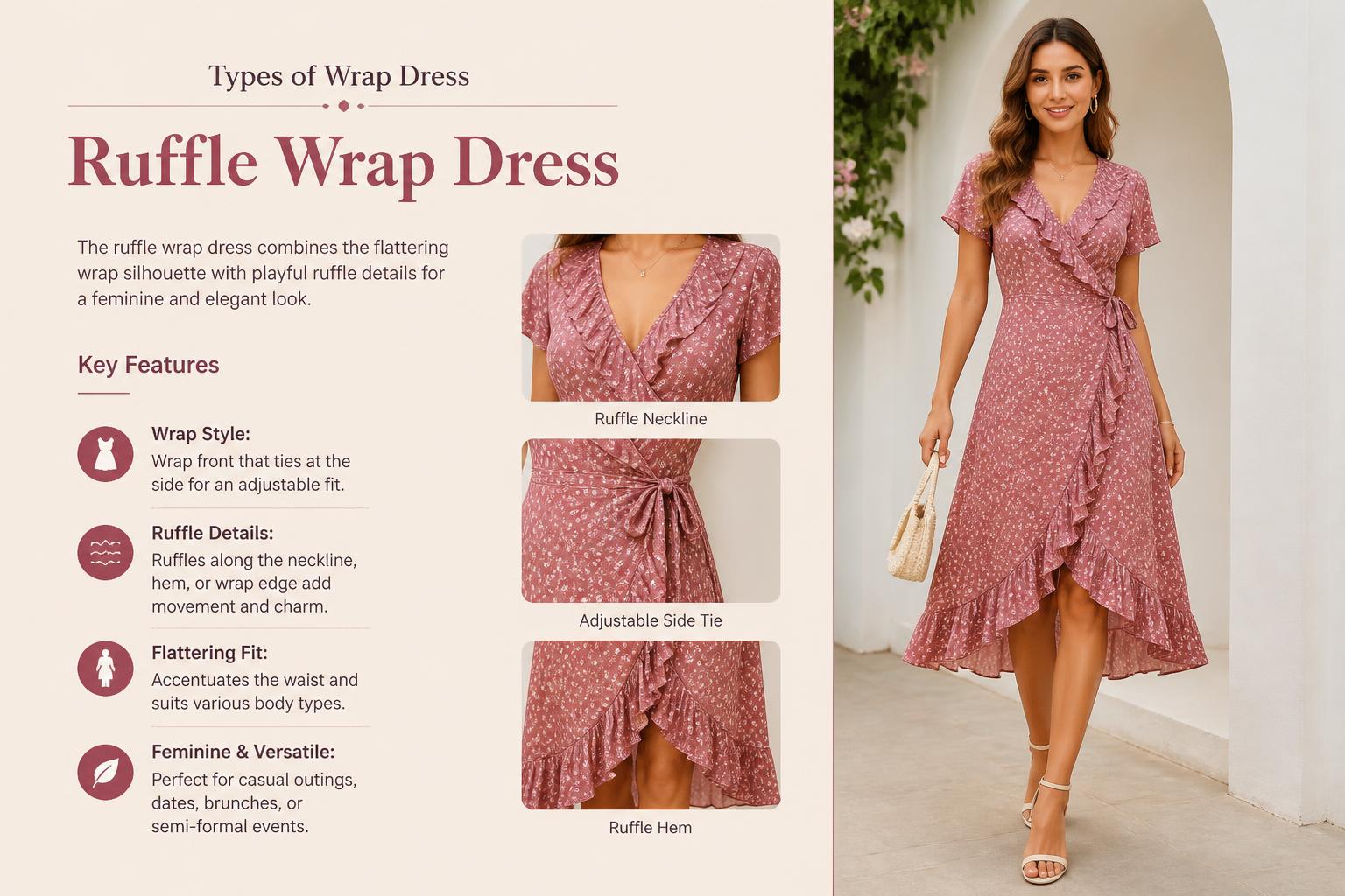 Types of Wrap Dress Ruffle Wrap Dress
