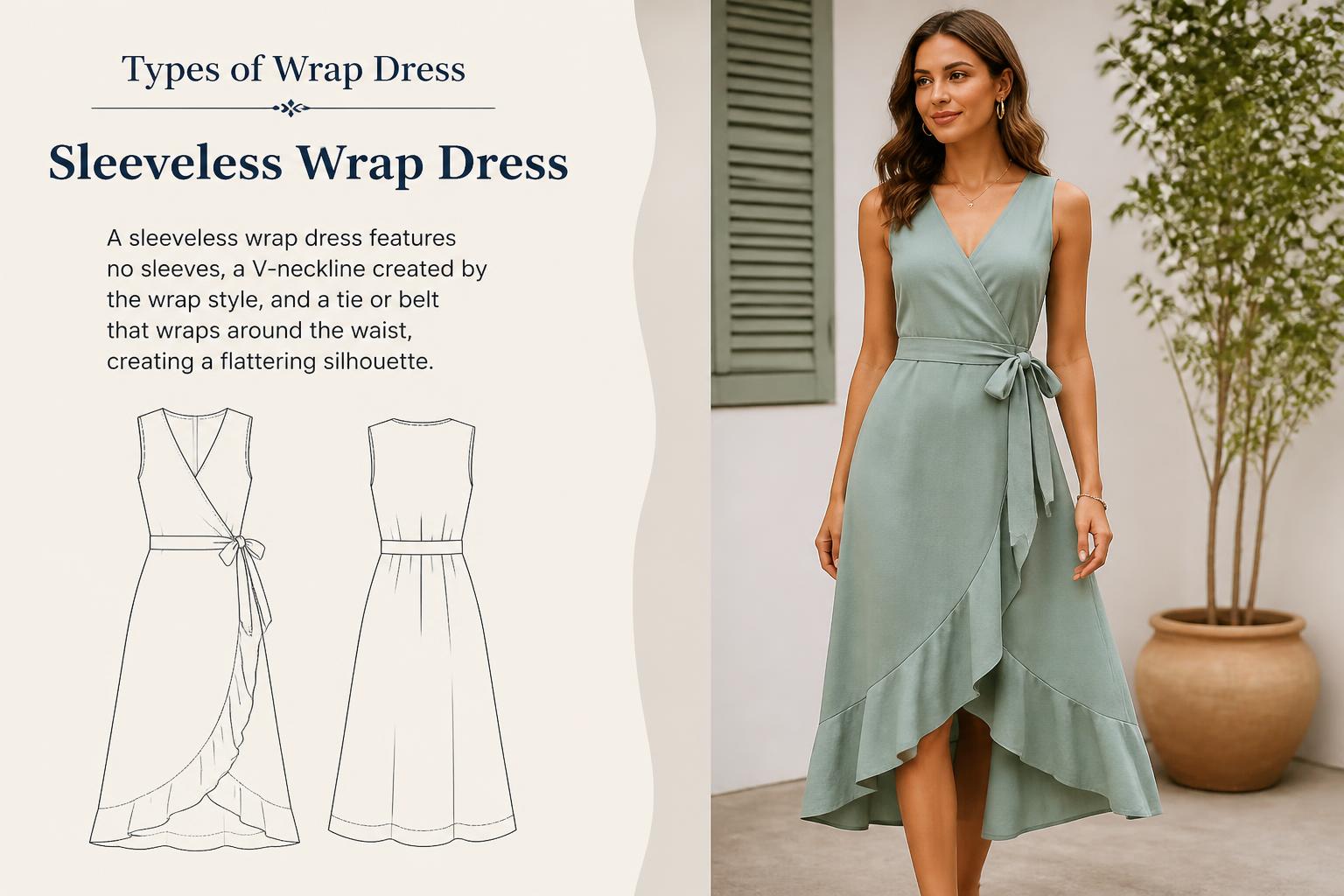 Types of Wrap Dress Sleeveless Wrap Dress