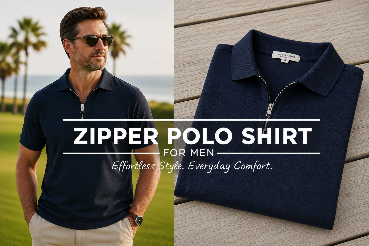 Zipper Polo Shirt for men