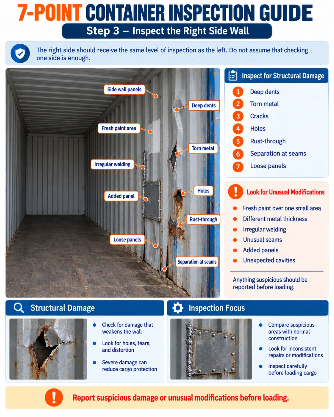 7 Point Container Inspection Guide Step 3 &ndash; Inspect the Right Side Wall