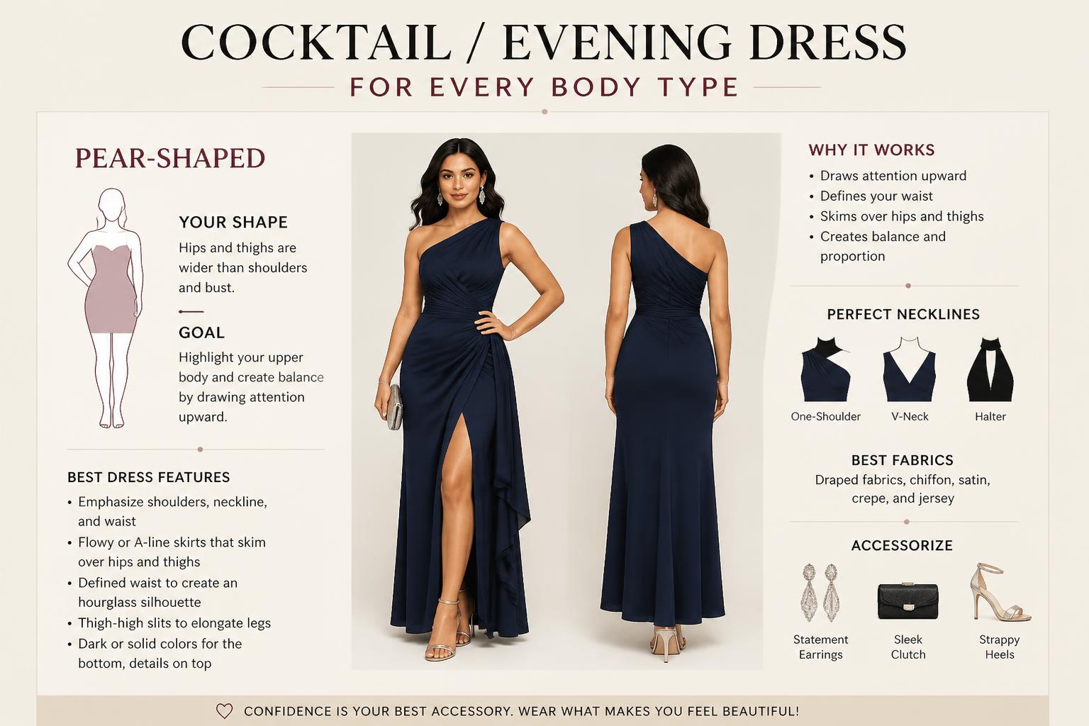Cocktail Evening Dress for Every Body Type For Pear Shaped