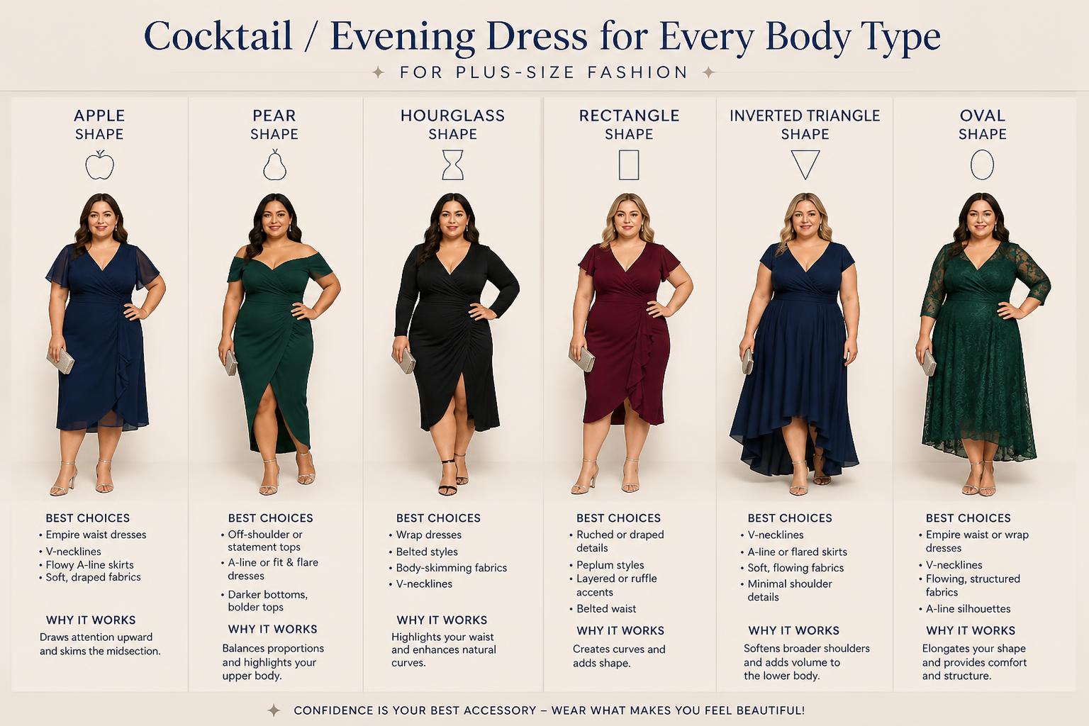 Cocktail Evening Dress for Every Body Type For Plus Size Fashion