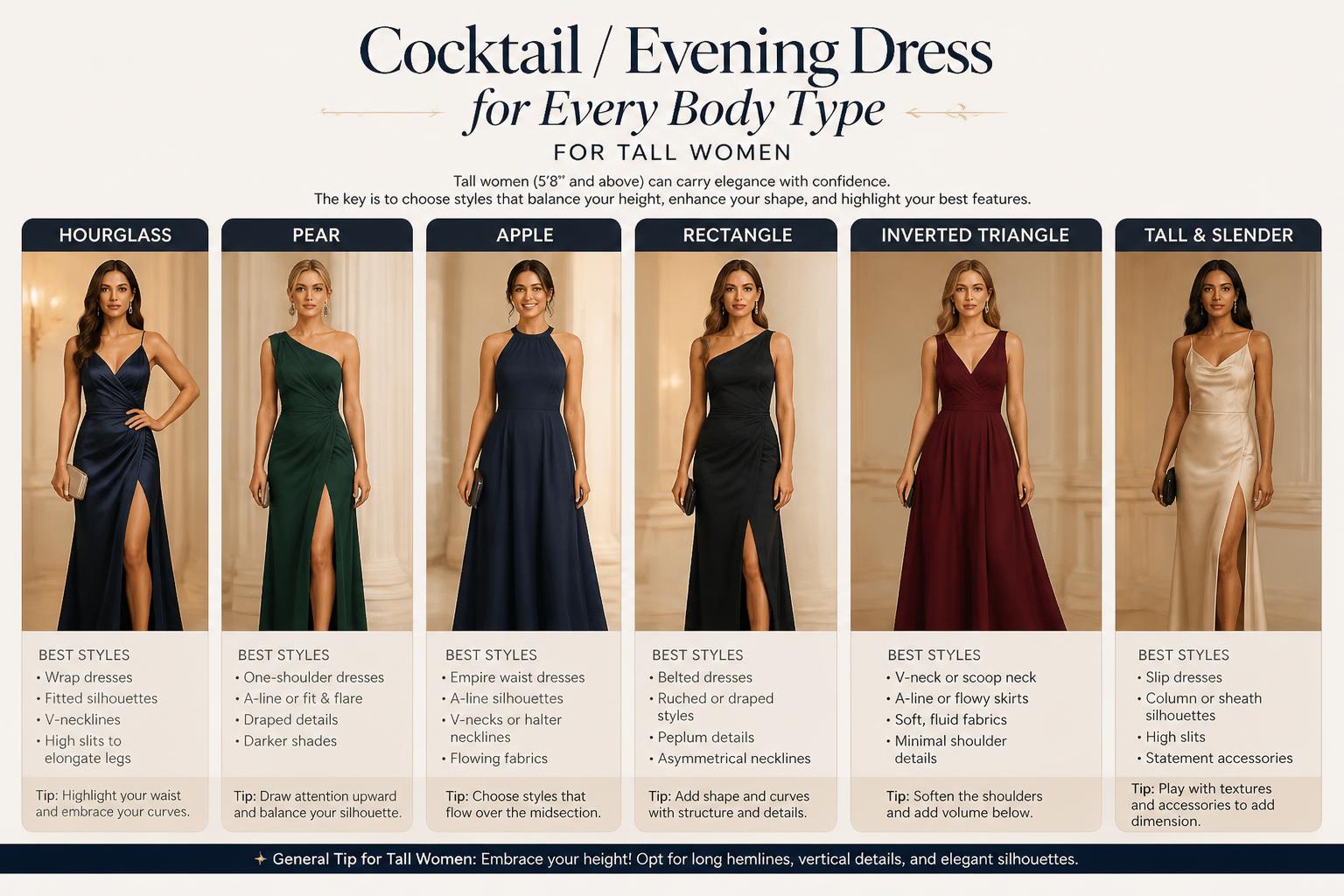 Cocktail Evening Dress for Every Body Type For Tall Women
