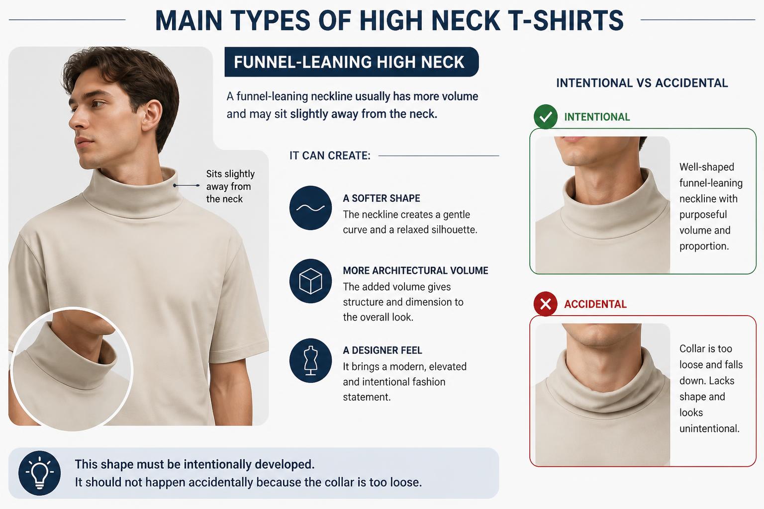 Main Types of High Neck T Shirts Funnel Leaning High Neck