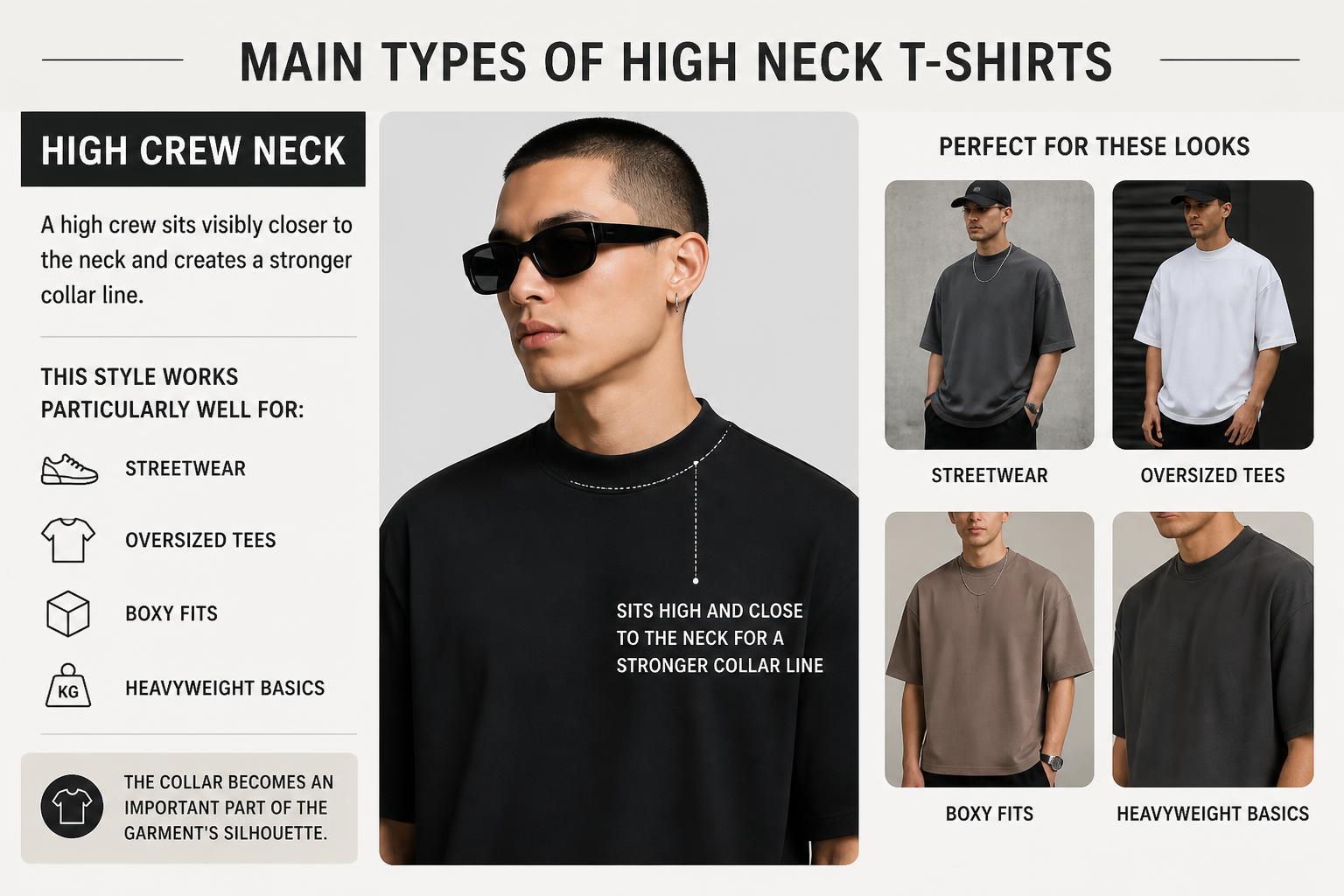 Main Types of High Neck T Shirts High Crew Neck
