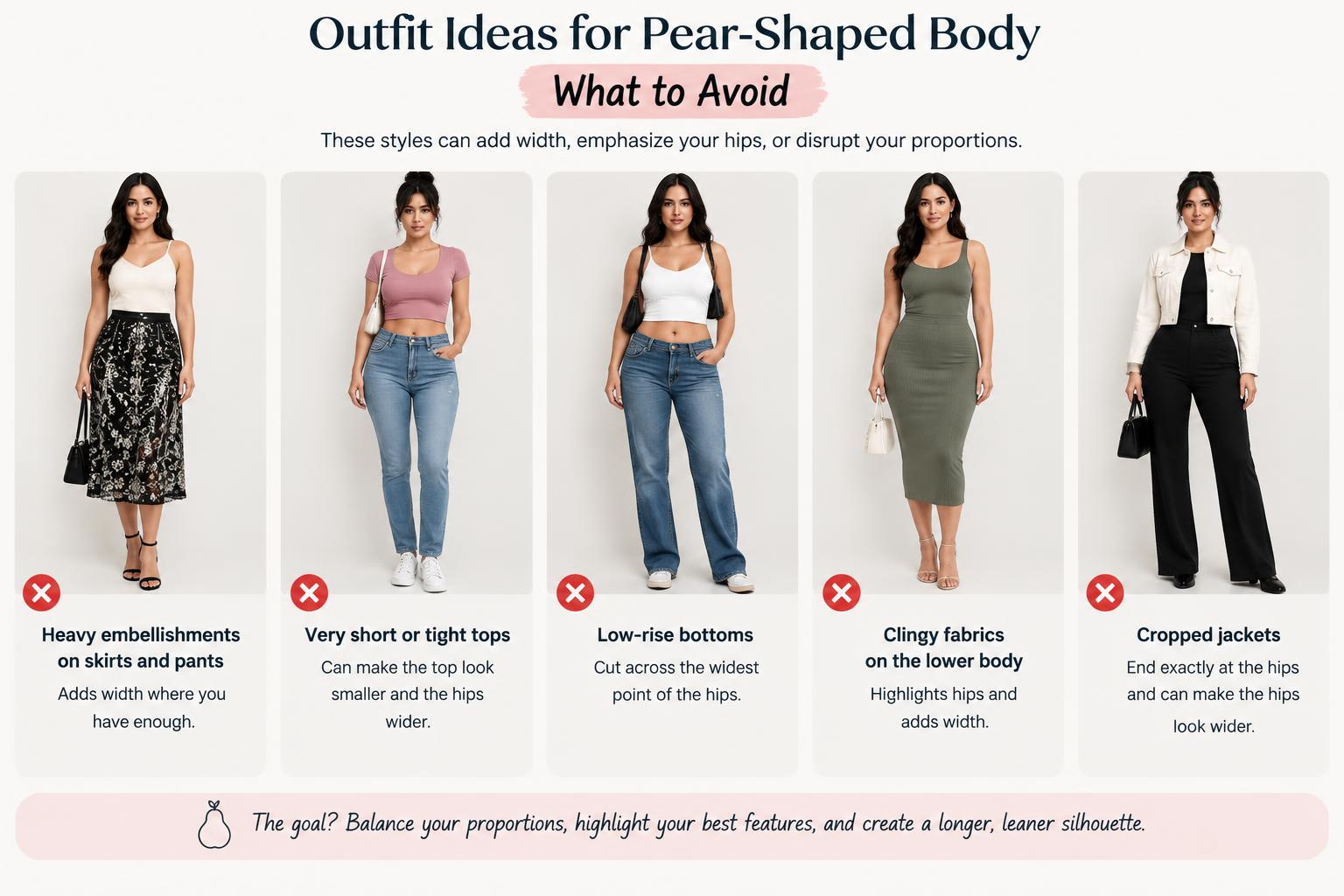 Outfit Ideas for Pear Shaped Body What to Avoid
