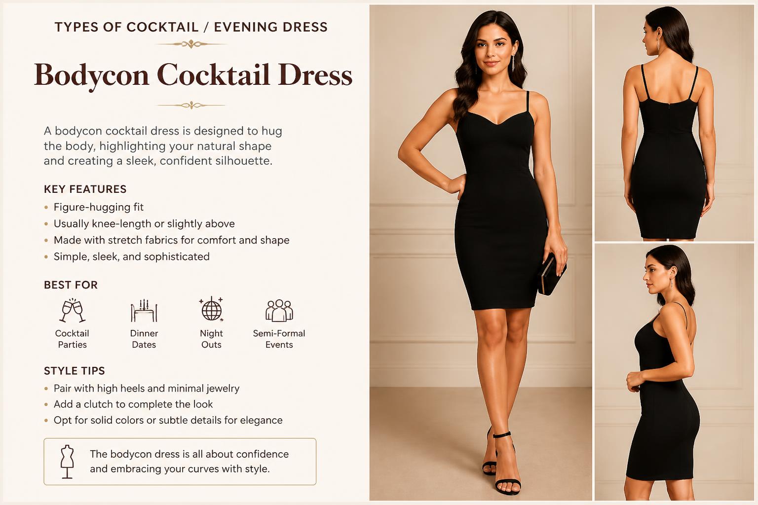 Types of Cocktail Evening Dress Bodycon Cocktail Dress