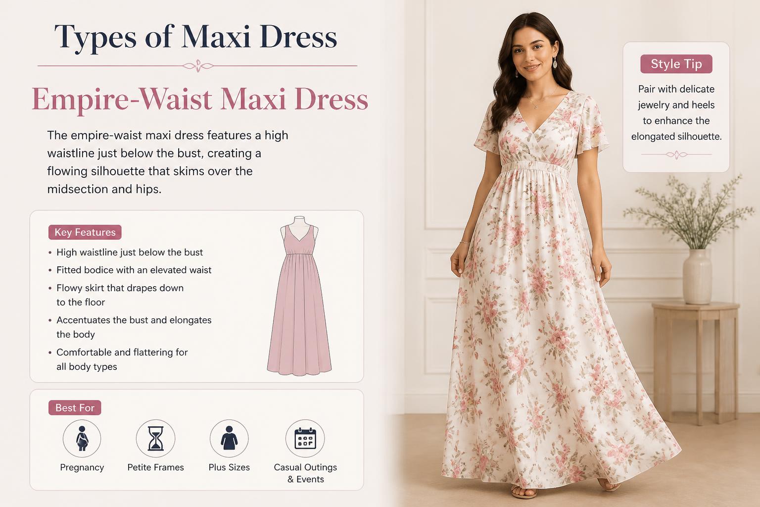 Types of Maxi Dress Empire Waist Maxi Dress