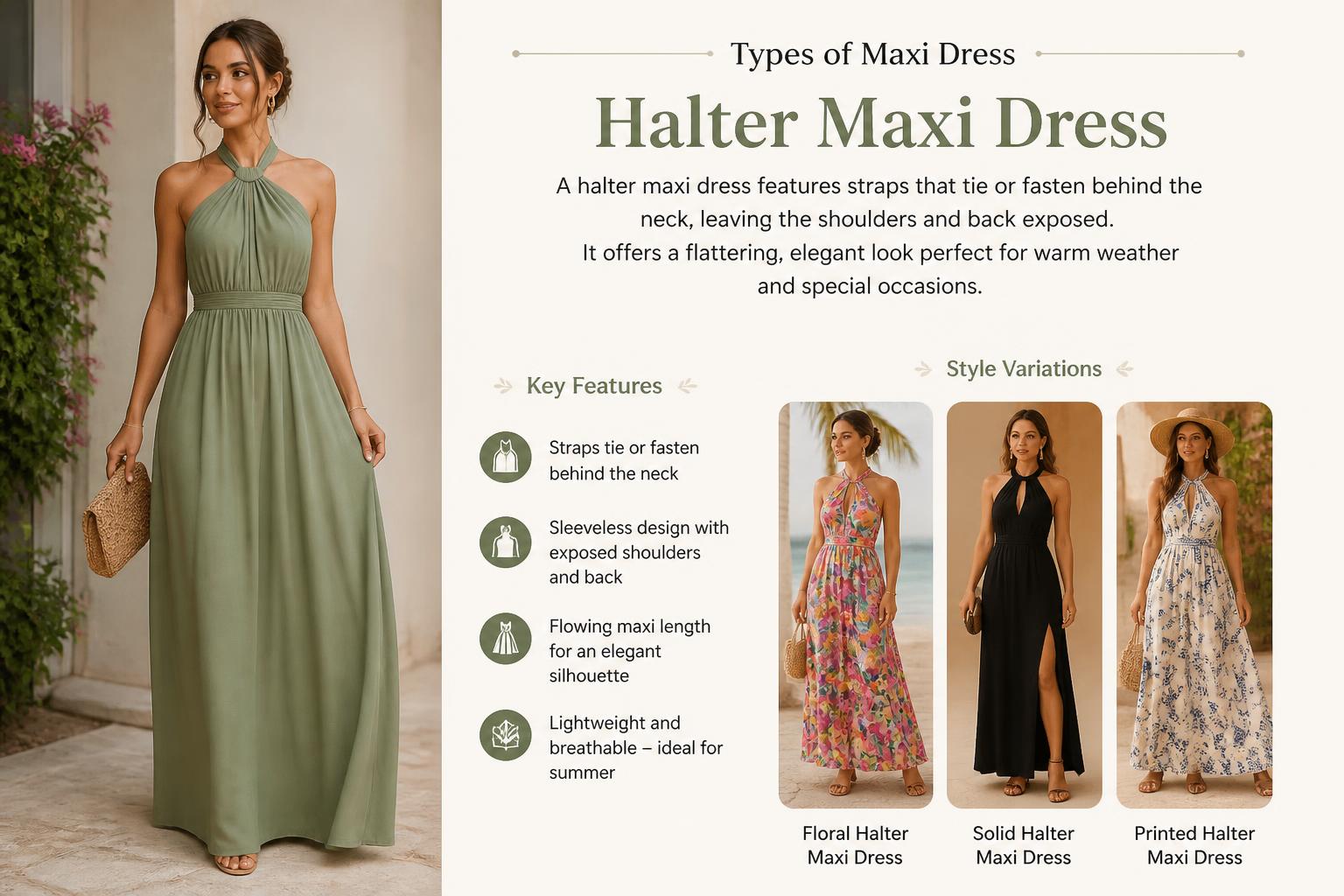 Types of Maxi Dress Halter Maxi Dress