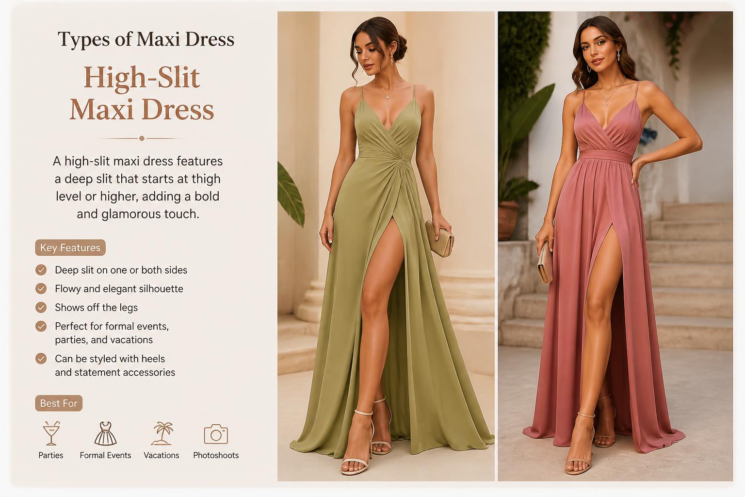 Types of Maxi Dress High Slit Maxi Dress