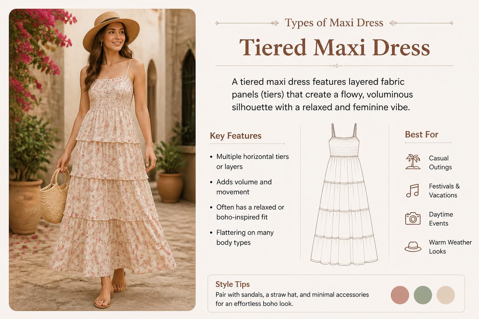 Types of Maxi Dress Tiered Maxi Dress