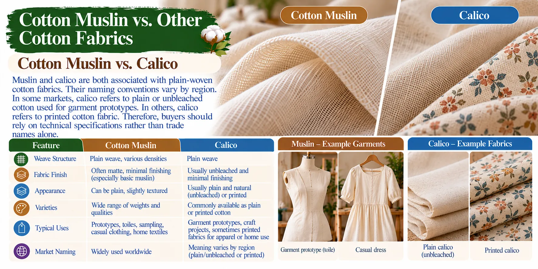 Cotton Muslin vs. Calico Fabrics