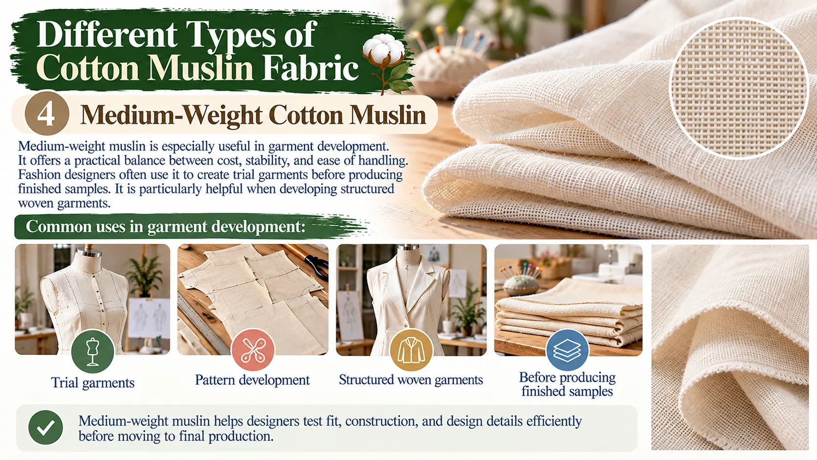 Different Types of Cotton Muslin Fabric 4. Medium Weight Cotton Muslin