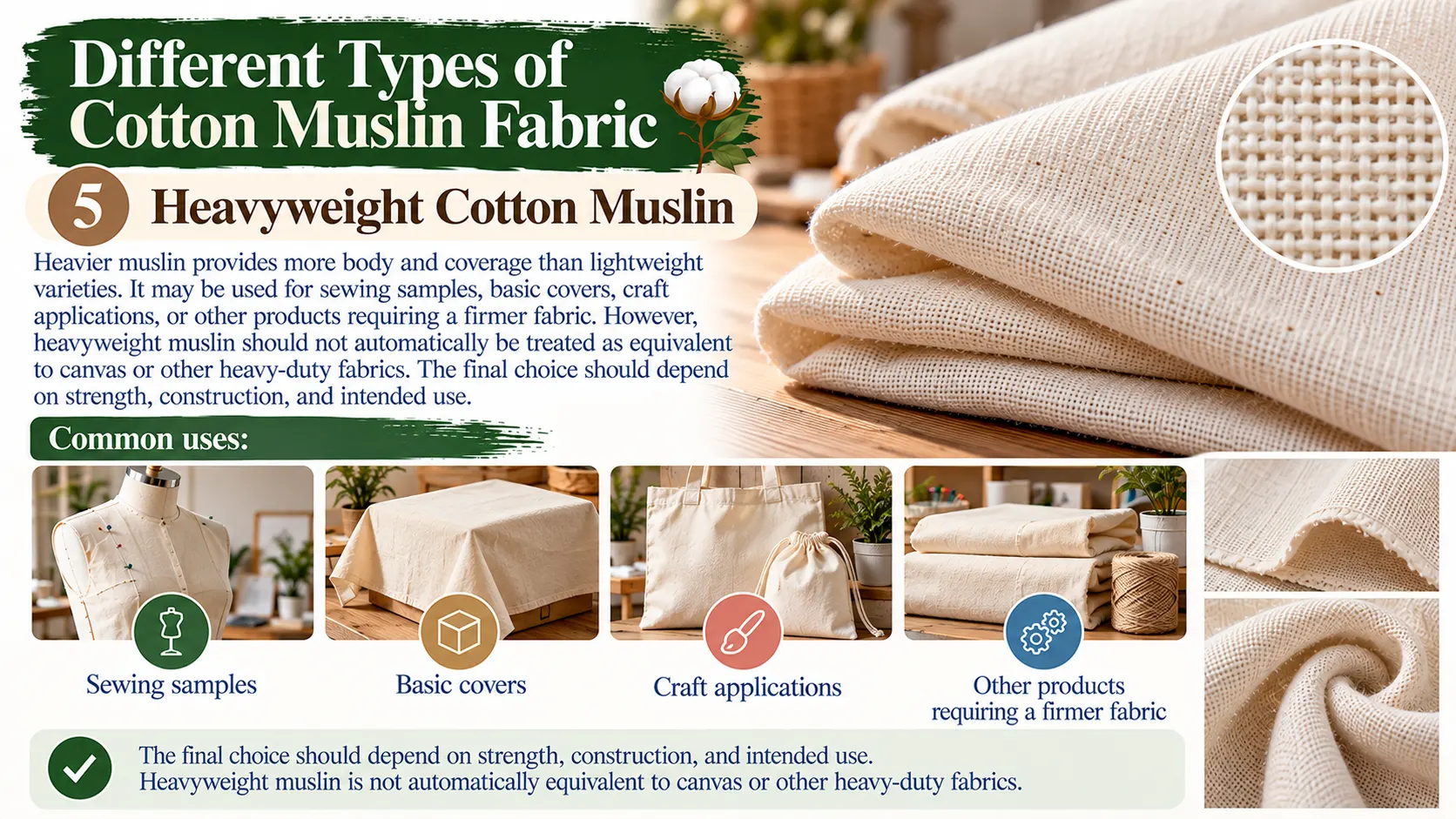 Different Types of Cotton Muslin Fabric 5. Heavyweight Cotton Muslin