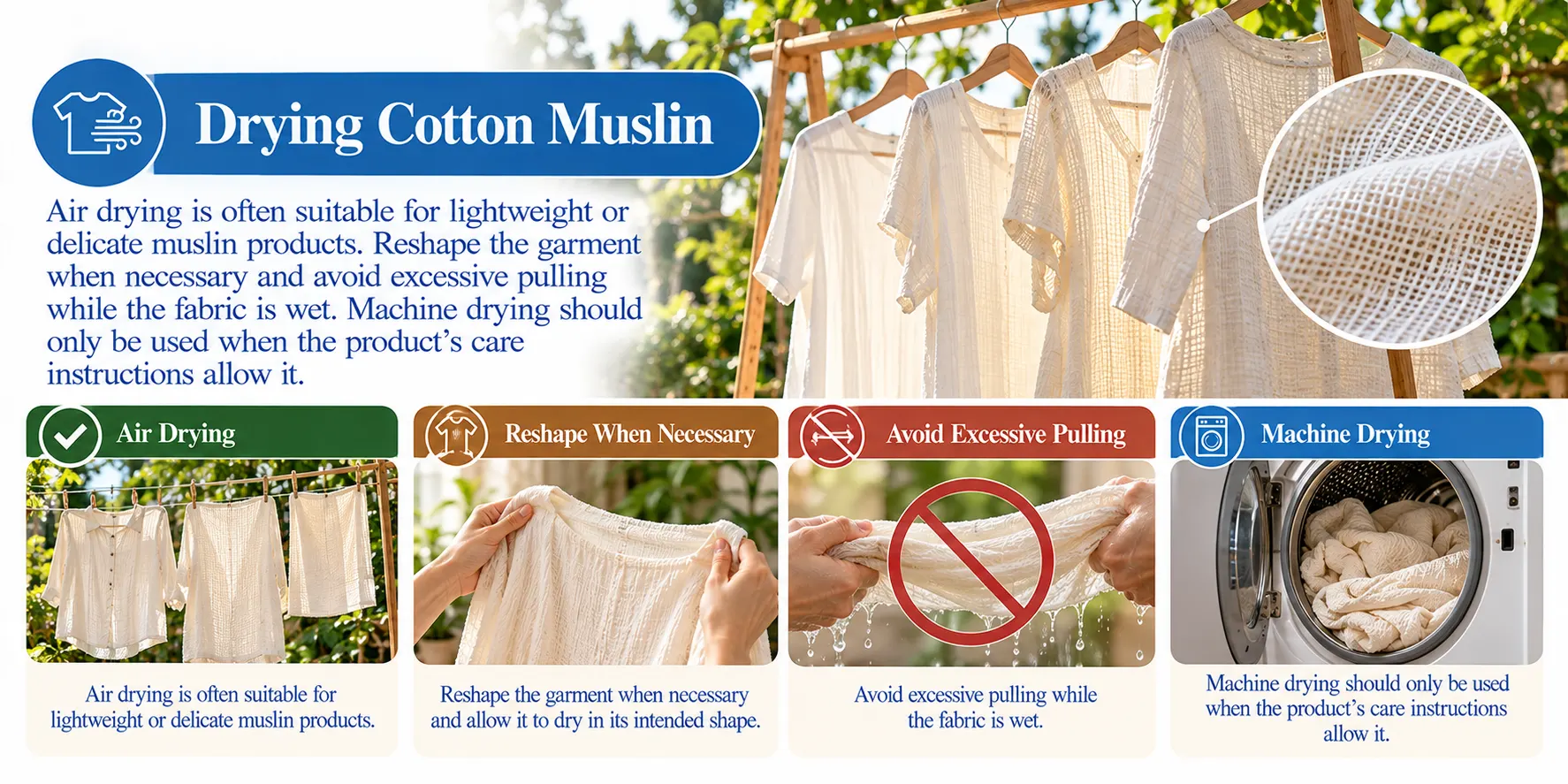 Drying Cotton Muslin Care Guide