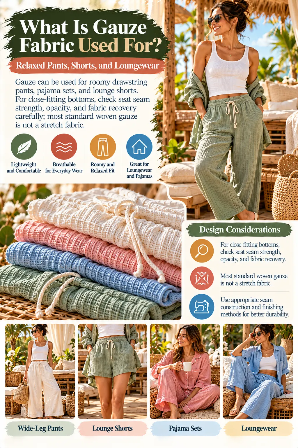 Gauze Fabric Relaxed Resort Essentials