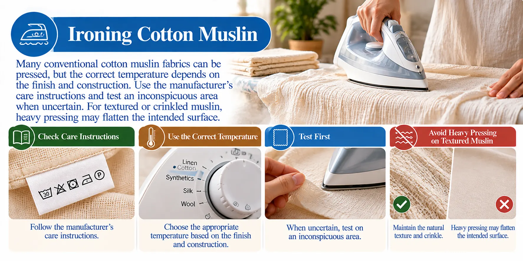 Ironing Cotton Muslin Care Guide