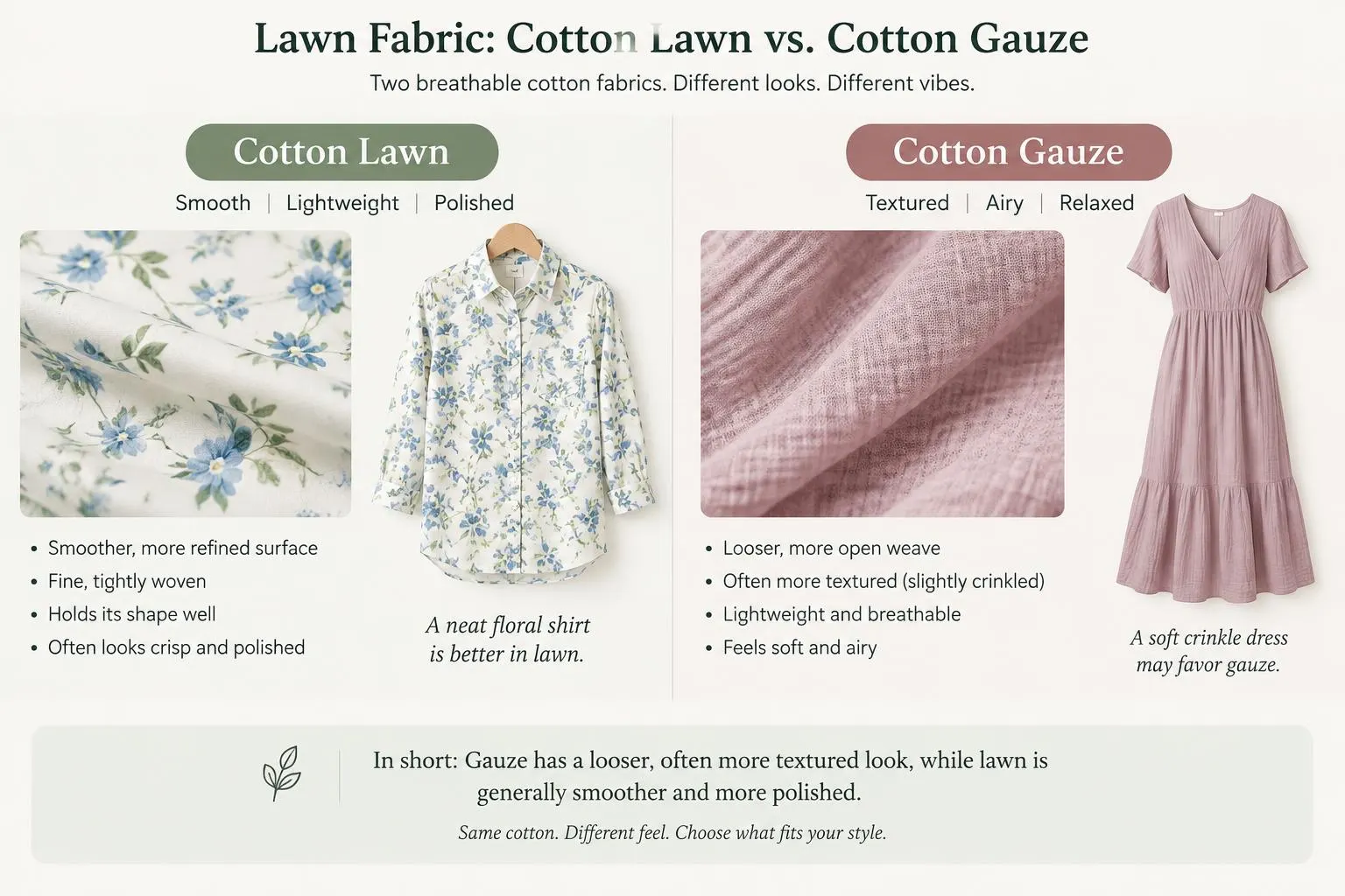 Lawn Fabric Cotton Lawn vs. Cotton Gauze