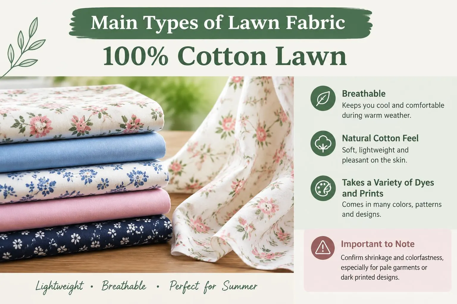Main Types of Lawn Fabric 100 Cotton Lawn