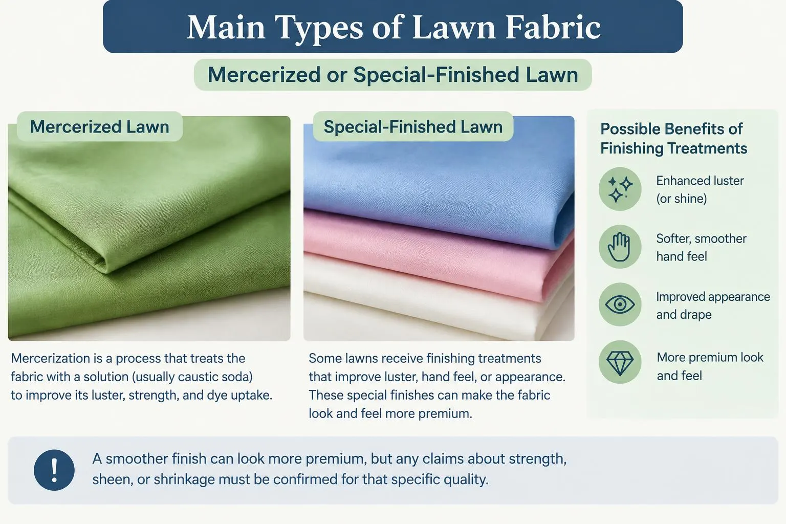 Main Types of Lawn Fabric Mercerized or Special Finished Lawn