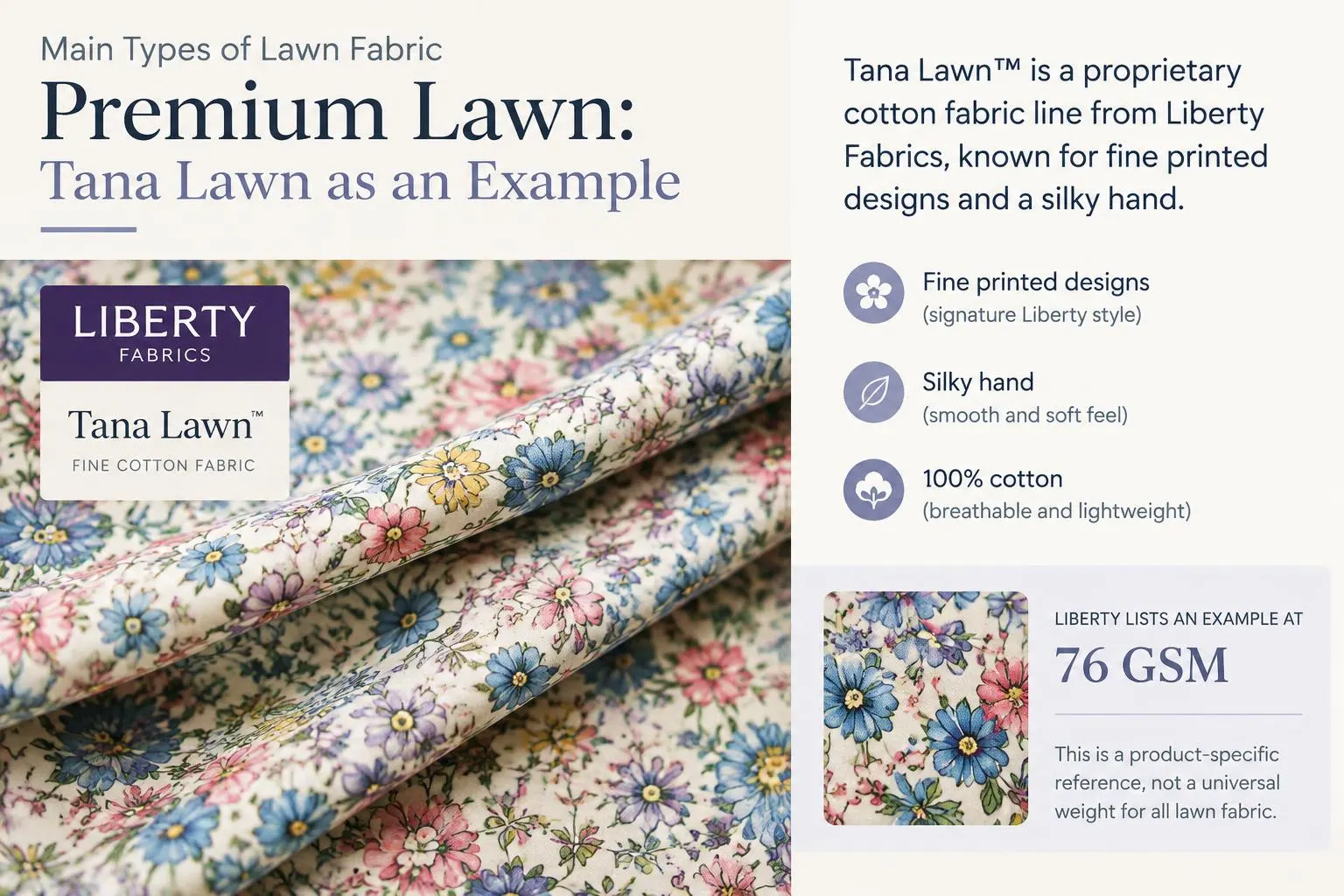 Main Types of Lawn Fabric Premium Lawn Tana Lawn as an