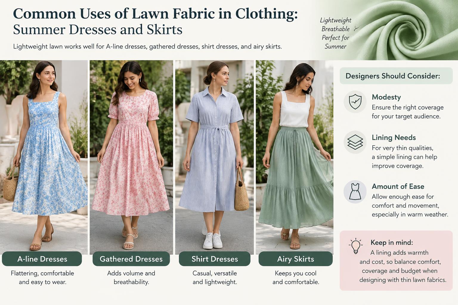The Common Uses of Lawn Fabric in Clothing Summer Dresses and Skirts