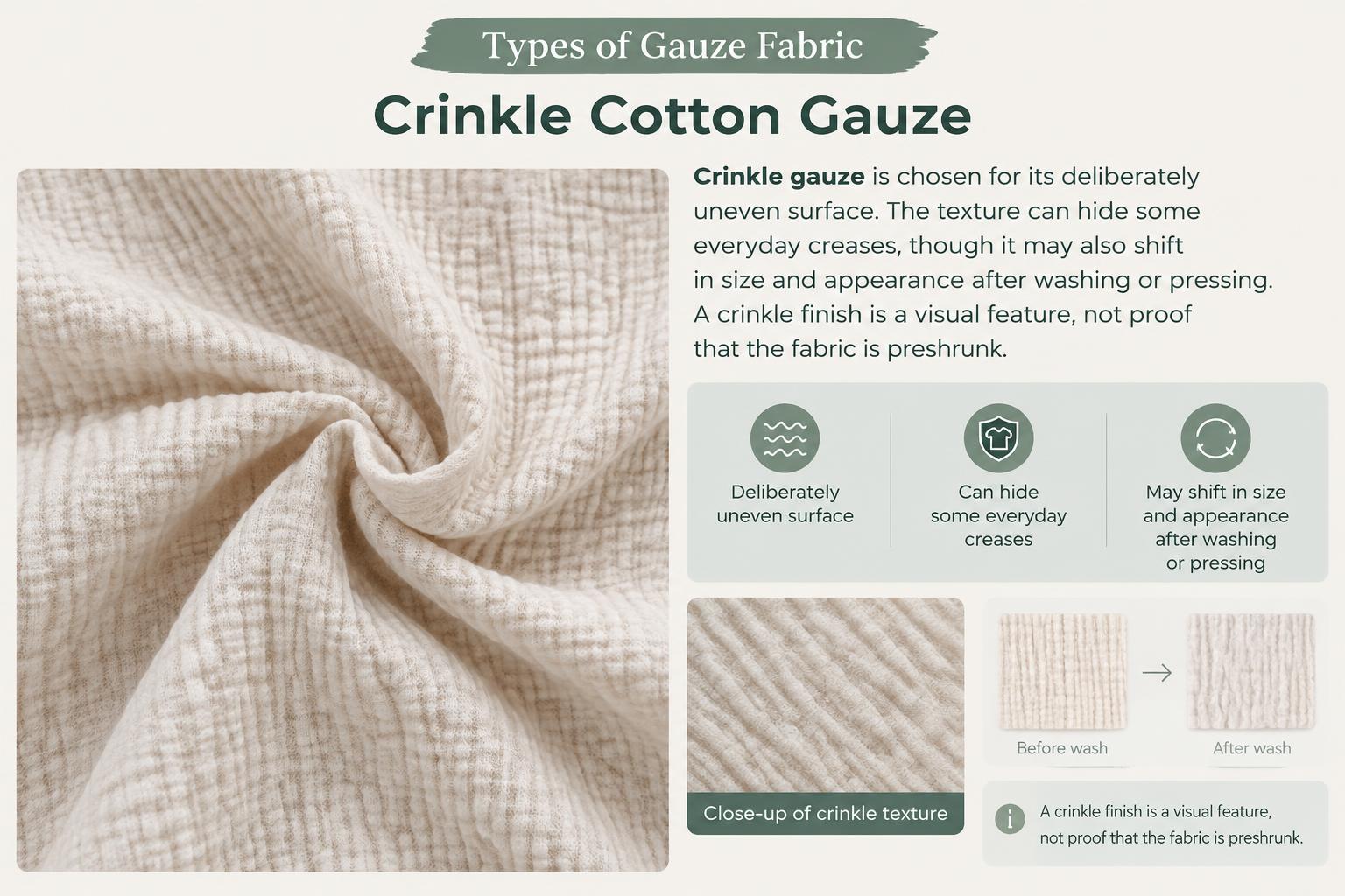 Types of Gauze Fabric Crinkle Cotton Gauze