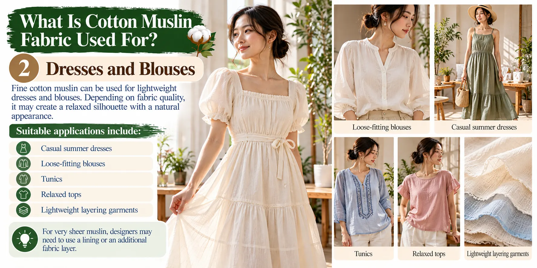 What Is Cotton Muslin Fabric Used For 2. Dresses and Blouses